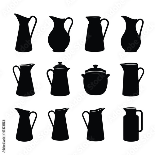 Silhouette Collection of Various Pitchers and Pots