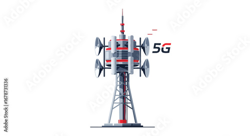 Advanced 5G cellular communication tower providing high speed internet connectivity and service globally