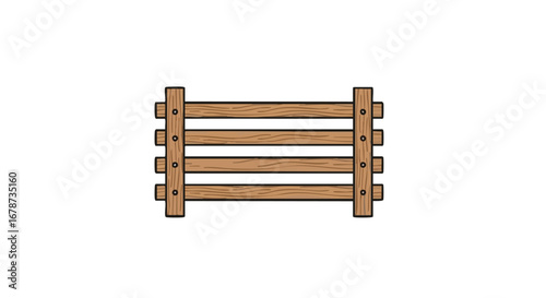 Rustic Charm: A Hand-Drawn Wooden Fence Section Depicting Countryside Aesthetic with Simple Design and Traditional Craftsmanship