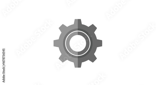 Isolated gear icon, symbolizing industrial processes, engineering solutions and mechanical functionality within a modern design concept