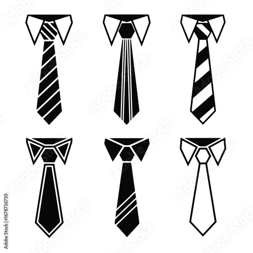 Elegant neckties collection with formal shirt collars vector design
