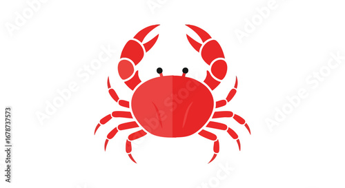 Stylized Red Crab Illustration: Simple Aquatic Icon with a Flat Design, Suitable for Seafood Concepts
