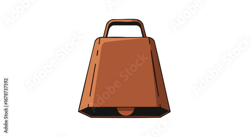 Isolated copper cowbell illustration depicting rural tradition and vintage charm, ideal for agricultural themes and nostalgic presentations