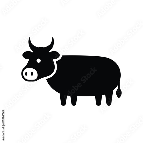 Vector illustration of illustration of a black cow in simple style