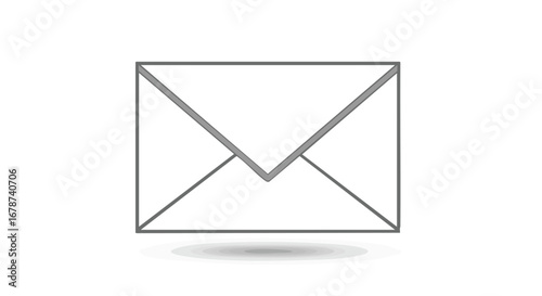 Symmetrical Outline of a Grey Envelope with Subtle Shadow for Stationary Design Needs and Communication Metaphors