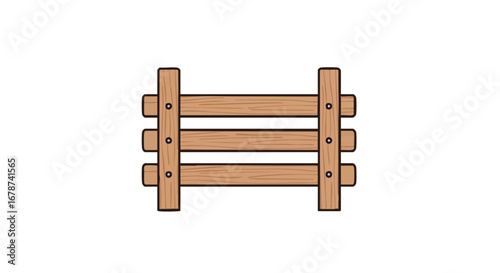 Illustration of a wooden fence structure, suitable for countryside, farm, or barrier themed designs, showcasing rustic charm and simplicity in a