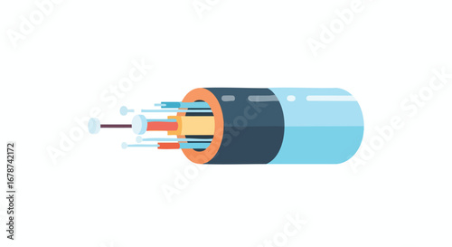 Fiber Optic Cable Illustration showcasing data transmission with high speed communication technology and connectivity infrastructure