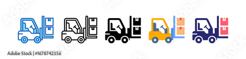 Forklift Multiple Style Icon Set Collection. 