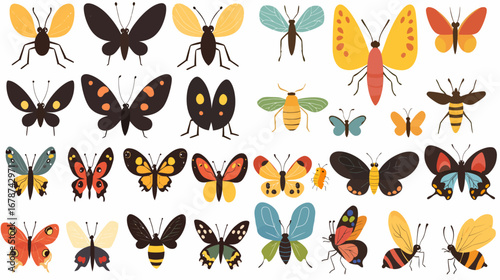 Butterfly Diversity: A vibrant collection of meticulously illustrated butterflies, showcasing a kaleidoscope of species, each with its own distinct form and color.