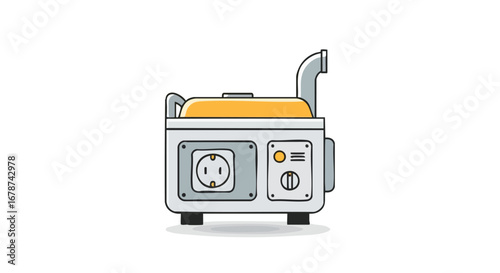 Isolated illustration showcasing a portable generator used for powering electrical equipment during outages or remote work, with a simplified and