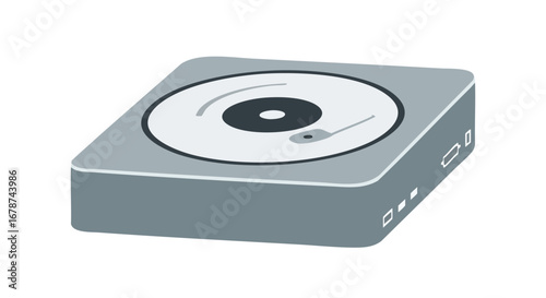Minimalist turntable illustration showcasing retro music technology and design elements  for creative projects and media production requirements