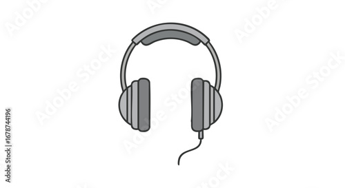 Stylized Graphic: Contemporary Gray Headphones Design Against Neutral Backdrop for Media Use. Minimalist Audio Concept Design, Modern Earphone