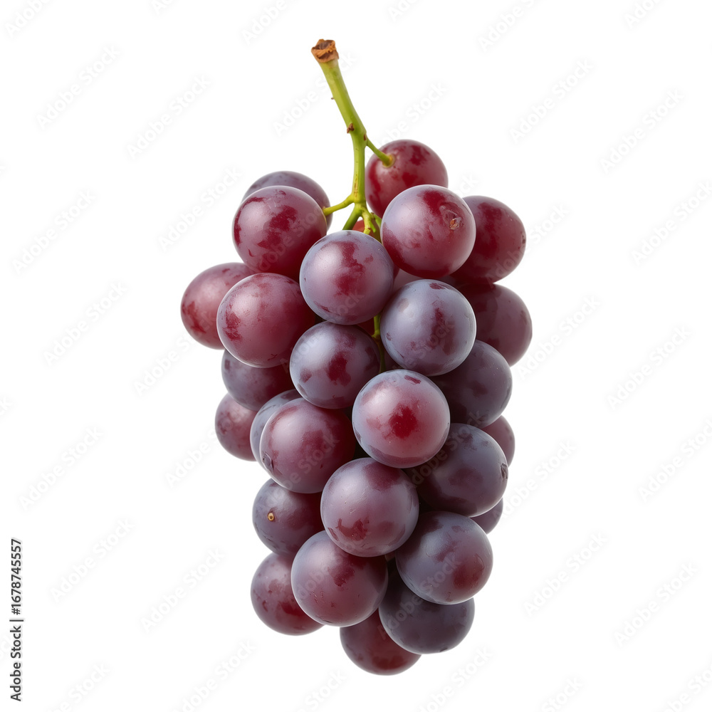 Fototapeta premium Bunch of red grapes hanging on transparent background
