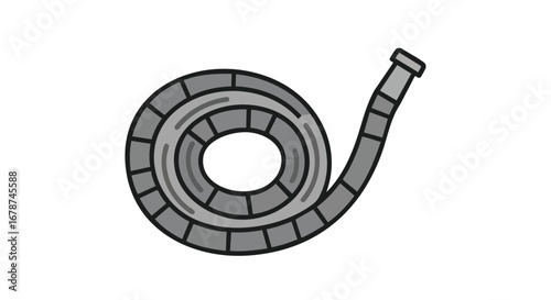 Stylized roller coaster track design on a seamless white background providing a sense of thrilling excitement and imaginative recreation