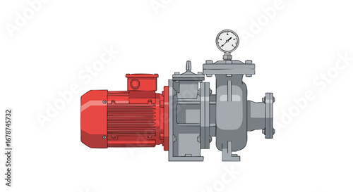 Detailed illustration of a centrifugal pump showcasing industrial machinery and operational systems highlighting engineering technology and fluid