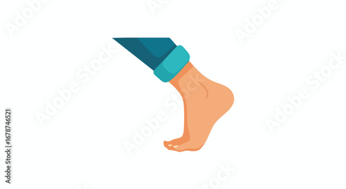 Stylized vector art depicting a human foot in blue jeans, suitable for health and body care themed designs, isolated leg illustration against a