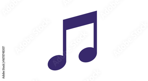 Melodic Rhythm: Single Purple Note Icon Representing Musical Harmony and Auditory Expression, Minimalist Design on a White Canvas for Creative