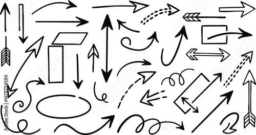 Hand drawn arrow set for your next presentation or design, vector doodle arrows