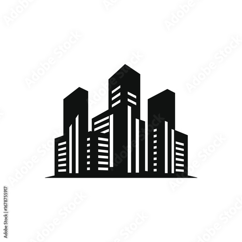 Modern city skyline silhouette of tall buildings