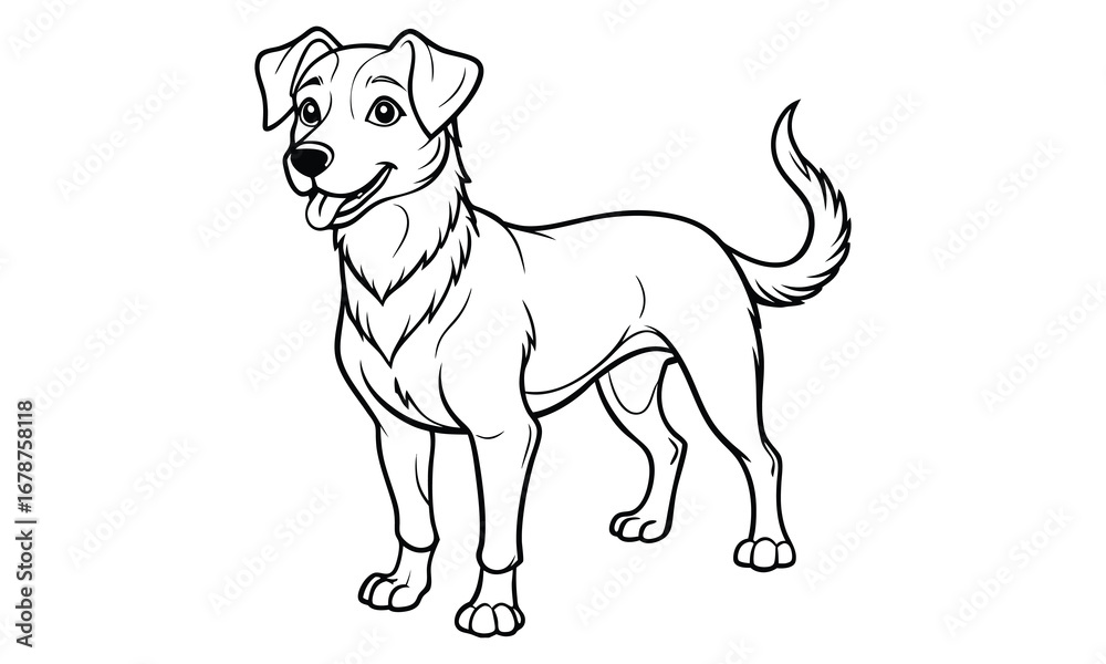 Fototapeta premium Max dog Kids vector line art and silhouette t shirt design, elegant detailed illustration, perfect for printable coloring pages, art therapy relaxation and stress relief activities.