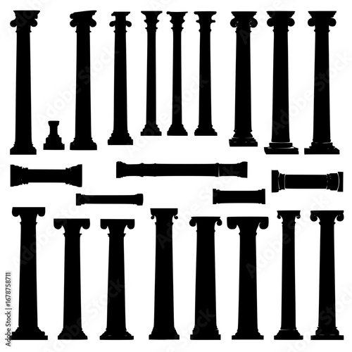 Classical columns silhouette set perfect for architectural design