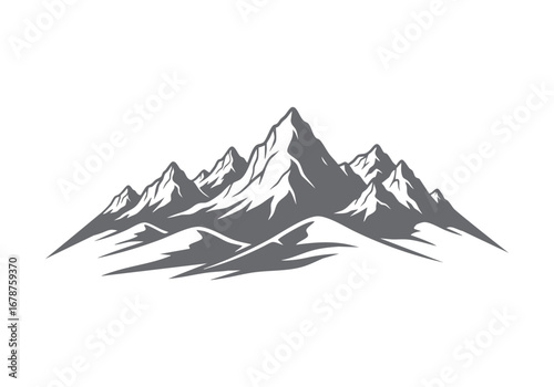 Vector Mountain Peak Silhouette Illustration