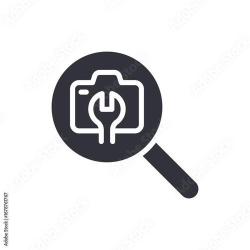 Camera Repair Search Tool With Magnifying Glass For Photographic Equipment Solution