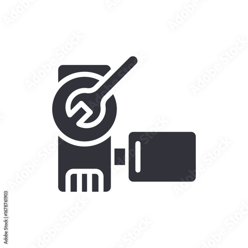 Camera Repair Symbol On Transparent Backdrop With Spanner Tool Above The Lens