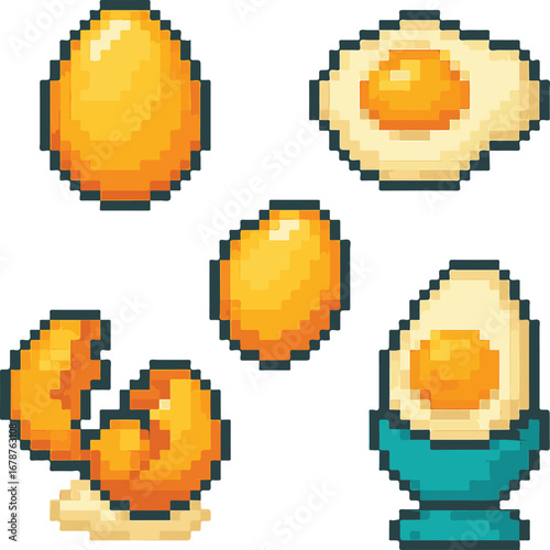 egg pixel art, eps 10 illustration
