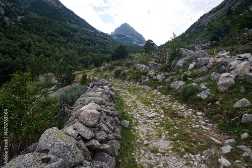 Campcardos valley in Pyrenees mountains in France near borders with France and Spain