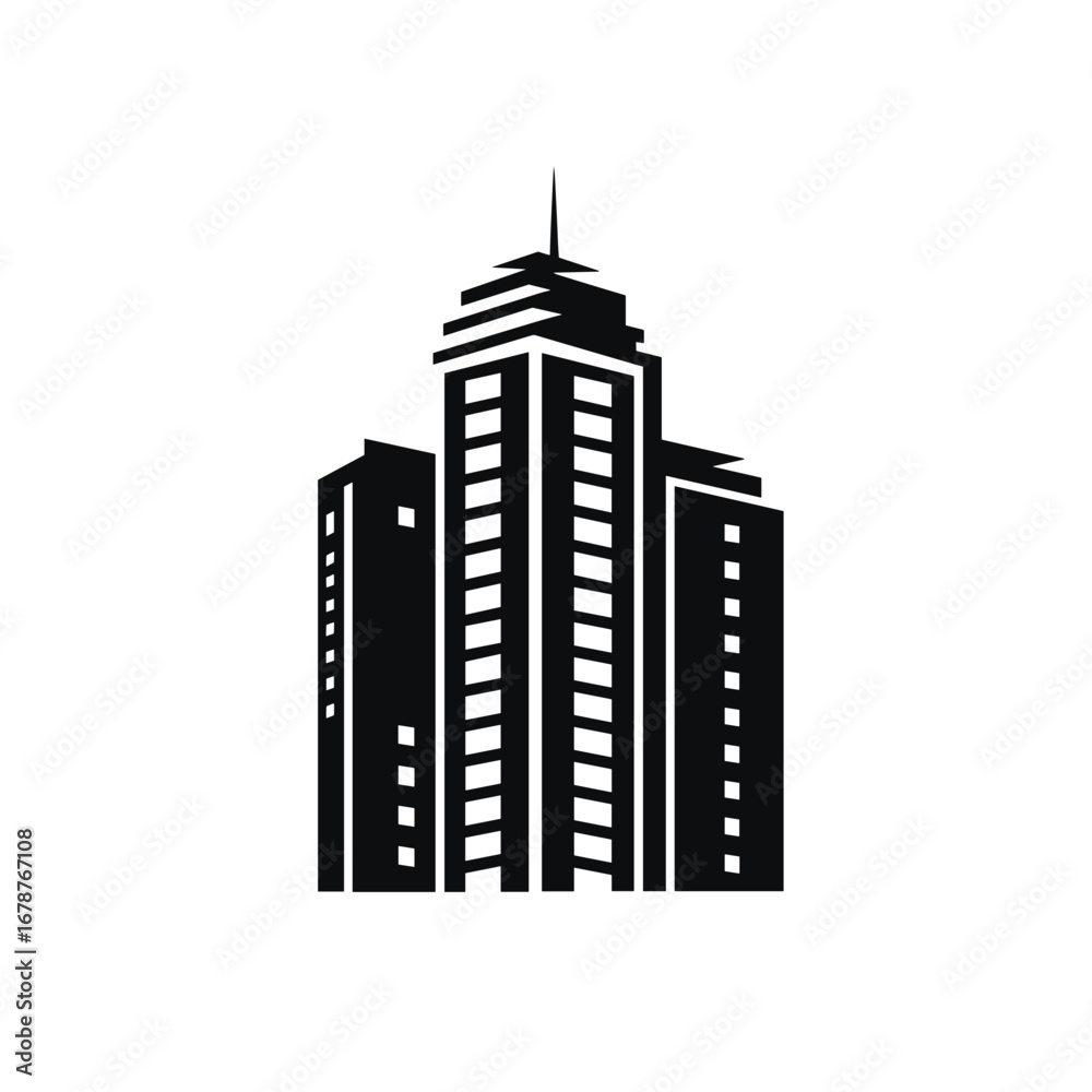 Fototapeta premium Modern silhouette of tall city buildings
