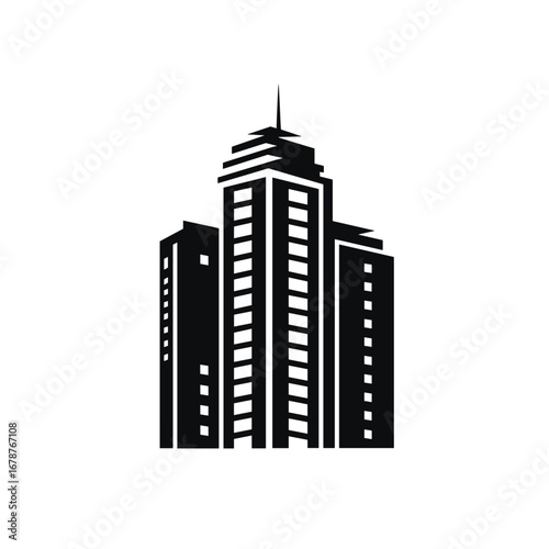Modern silhouette of tall city buildings