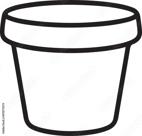 Simple outline drawing of a classic terracotta flower pot