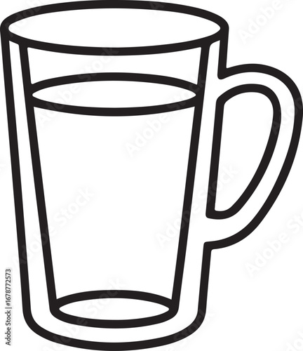 Simple line drawing of a tall glass mug filled with liquid