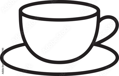 Simple line drawing of a coffee cup and saucer