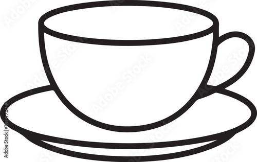 Simple outline drawing of a coffee cup and saucer