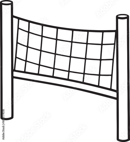 volleyball net line art, coloring book page line art drawing, vector and illustration