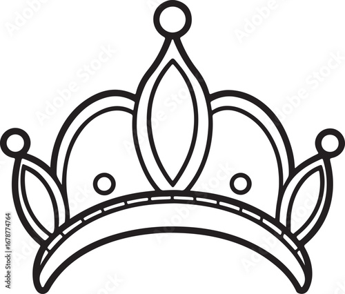 tiara line art, coloring book page line art drawing, vector and illustration