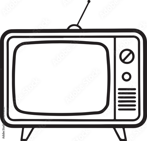 television line art, coloring book page line art drawing, vector and illustration