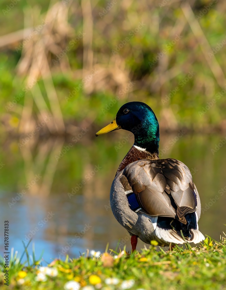 Obraz premium Mallard by a pond