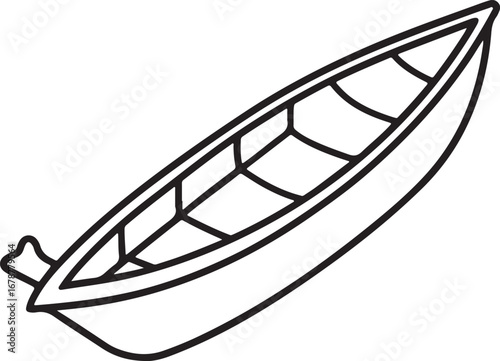 canoe line art, coloring book page line art drawing, vector and illustration