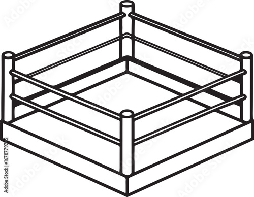boxing ring line art, coloring book page line art drawing, vector and illustration