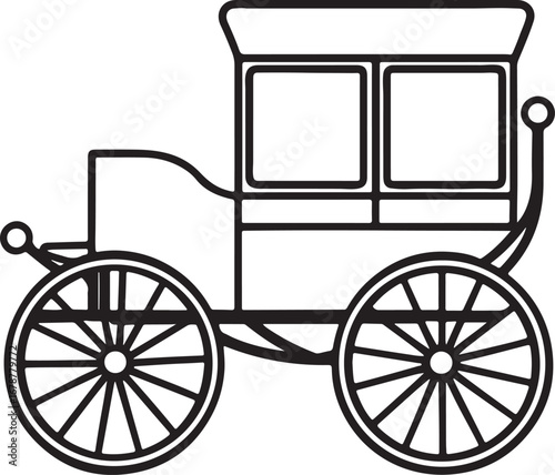 carriage line art, coloring book page line art drawing, vector and illustration