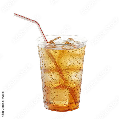 Wallpaper Mural Refreshing iced tea in a clear plastic cup with condensation and a straw, perfect for summer. Torontodigital.ca