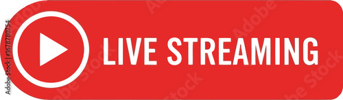 Live streaming button play icon red broadcast online media communication concept vector