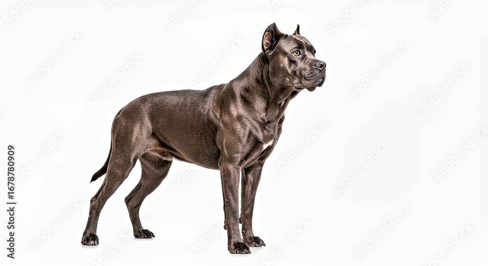 Fototapeta premium Cane Corso with a clean, natural style on a white studio background