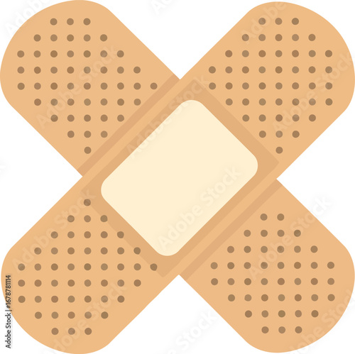 First aid bandage cross shaped adhesive medical wound care healthcare concept vector