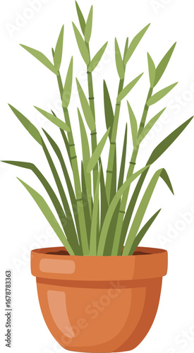 Green potted plant fresh foliage growth verdant home decor nature indoor garden vector