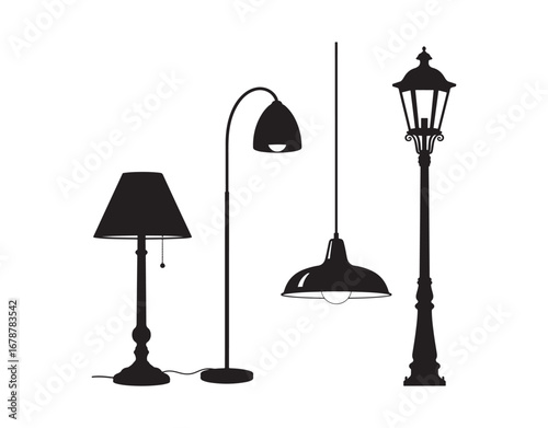 Collection of lamp shapes set against a white backdrop