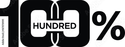 Bold 100% hundred percent graphic design perfect score achievement success symbol vector